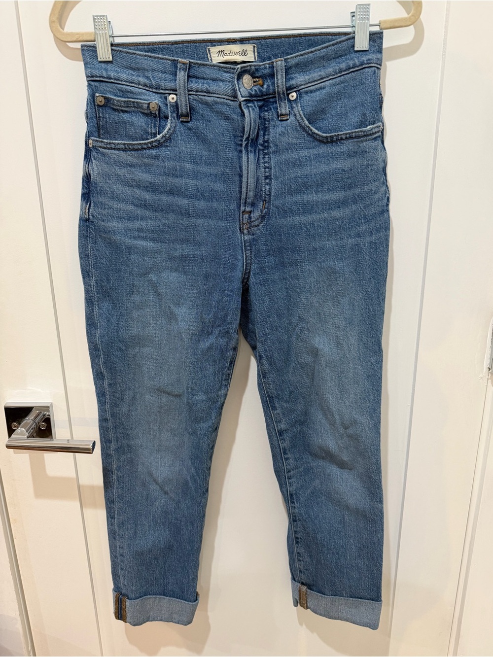 Madewell Medium Blue High-Rise Cropped Straight Jeans
